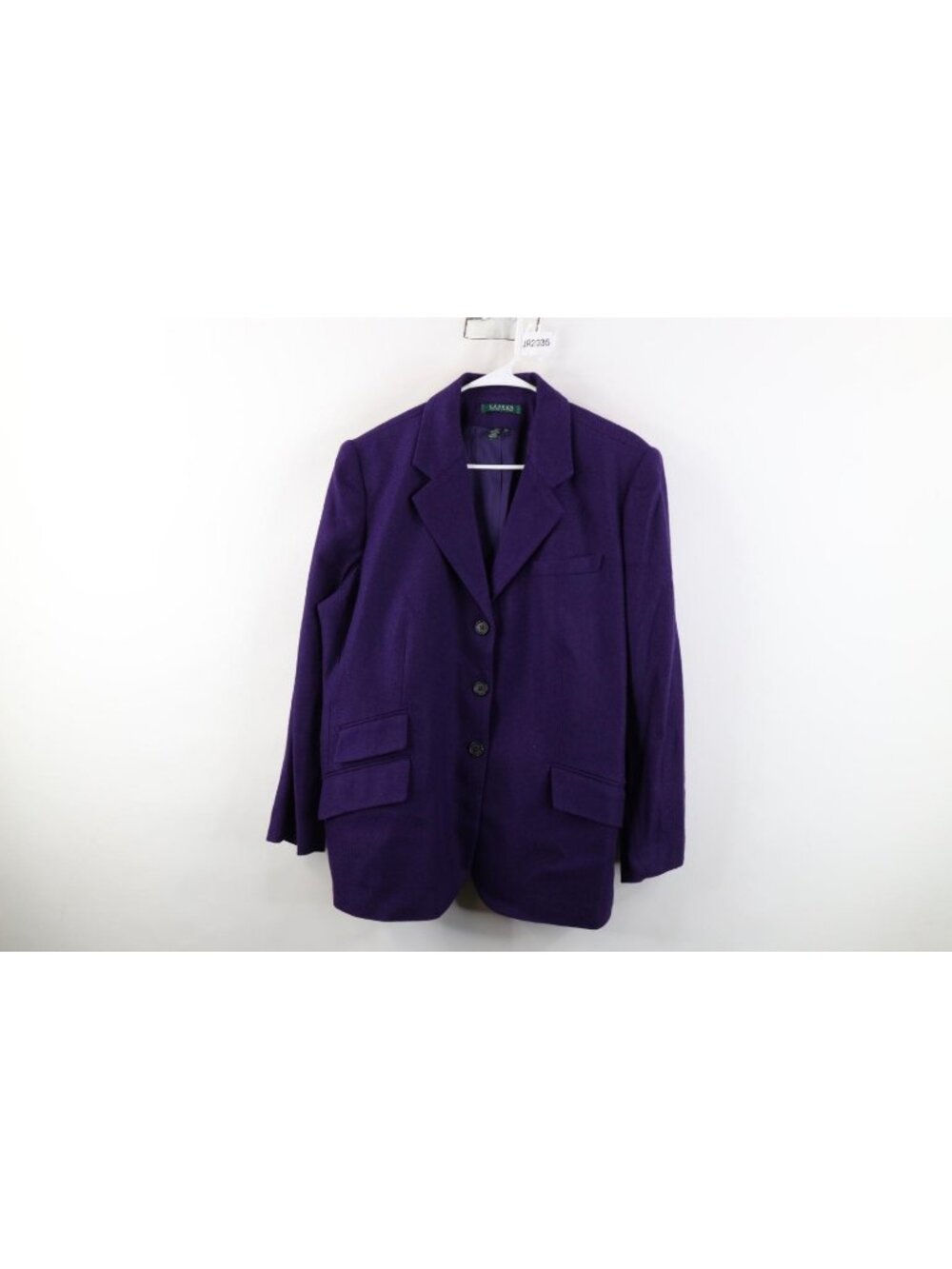 Vtg Ralph Lauren Womens 16 Silk Blend Herringbone Suit Coat Blazer Jacket Purple